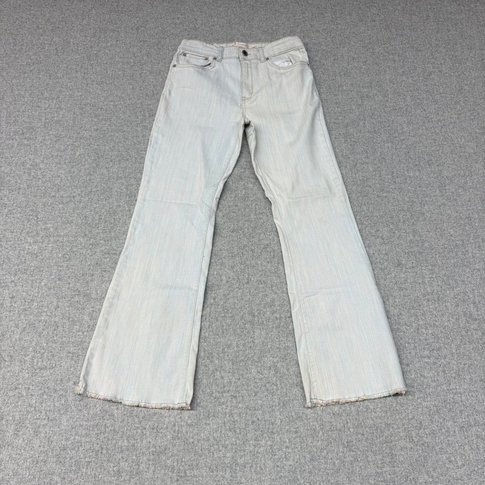 Levi's 726 Flare Jeans Girls Size 14 Regular Light Wash Multi-Color Frayed Hem